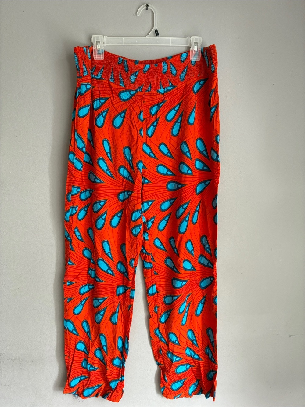 Vibrant Red & Blue Straight Leg Pants